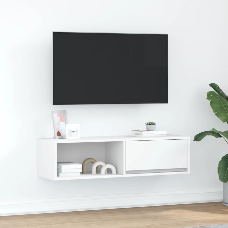 Mueble de TV blanco 100x31x25,5 cm madera de