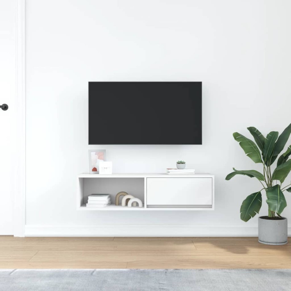 Mueble de TV blanco 100x31x25,5 cm madera de