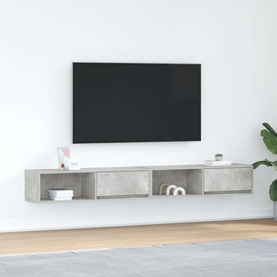 Muebles de TV 2 uds gris hormigón 100x31x25,5
