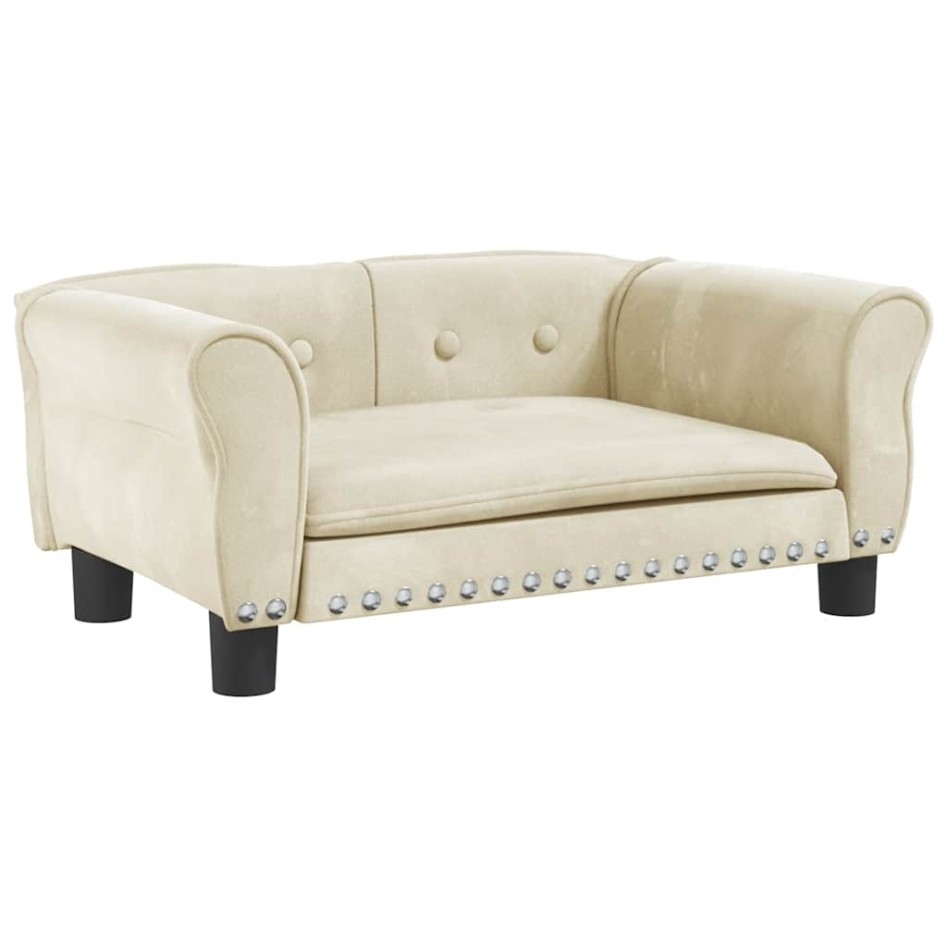 Cama para perros de terciopelo crema 70x45x30