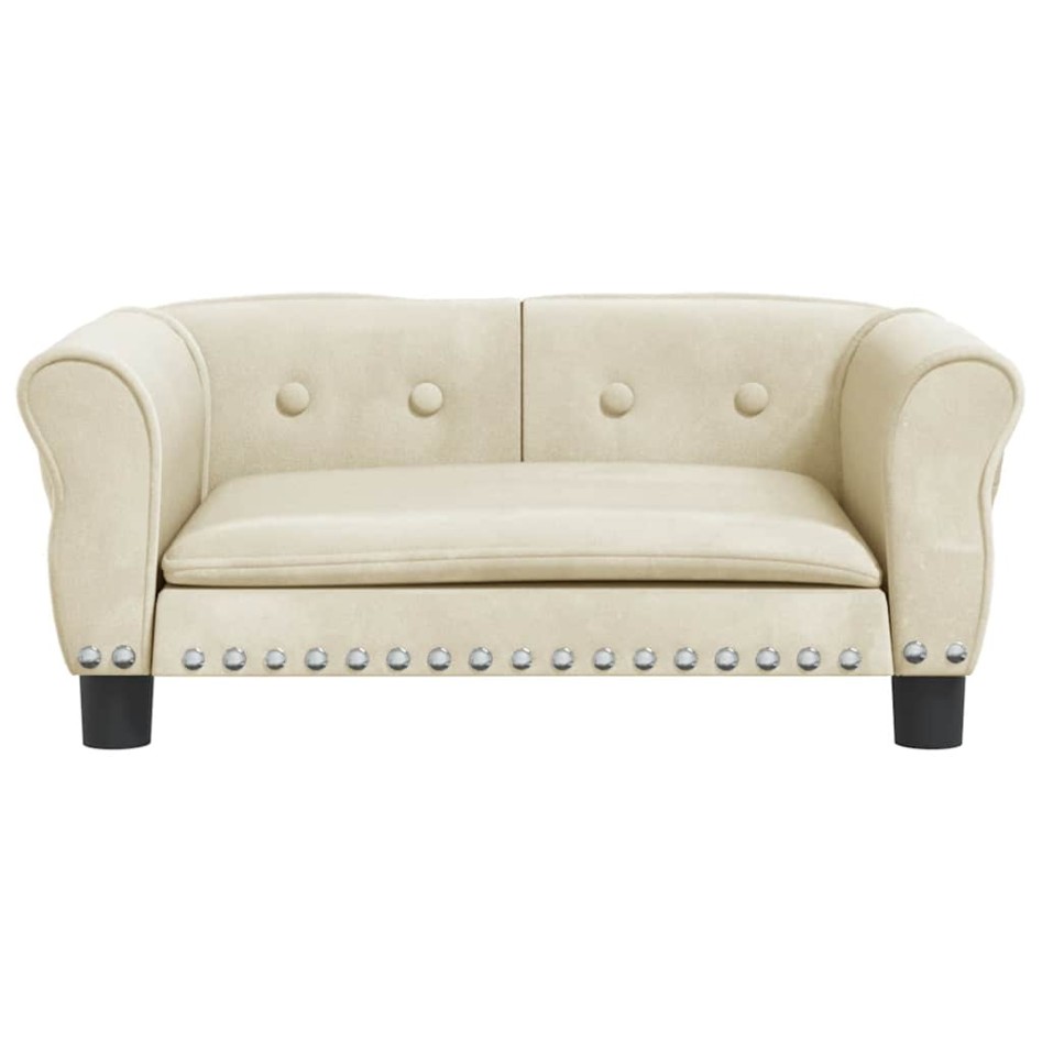 Cama para perros de terciopelo crema 70x45x30