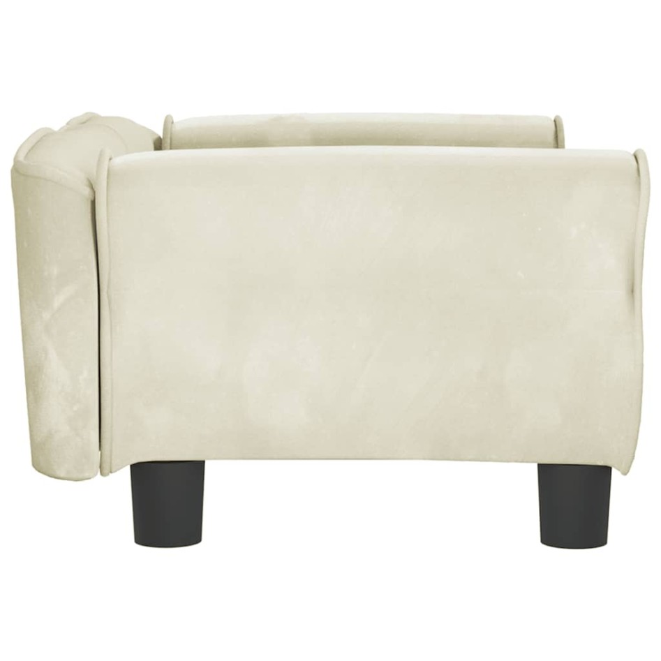 Cama para perros de terciopelo crema 70x45x30