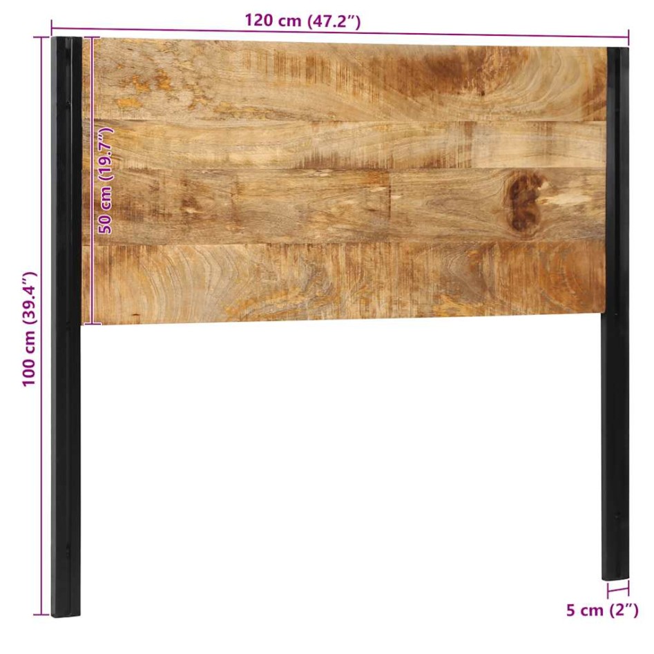 Cabecero 120 cm Madera Maciza Mango y