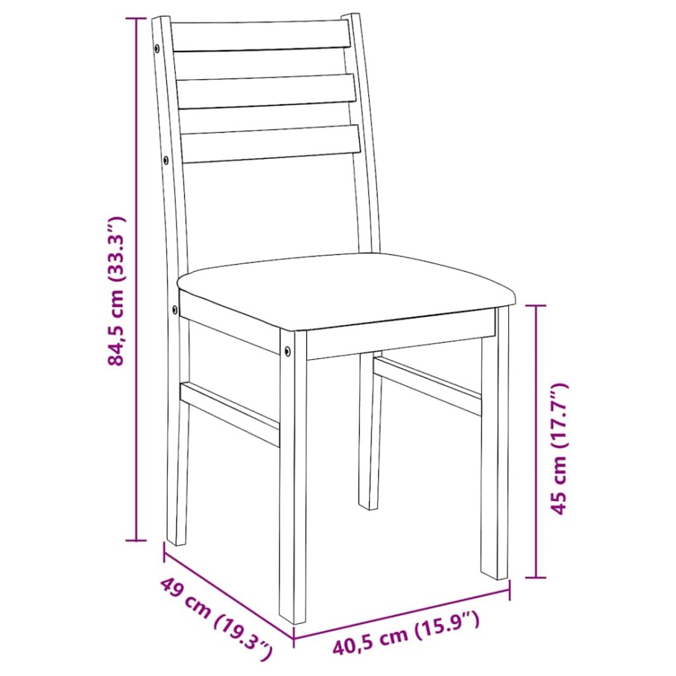 Sillas de comedor con cojines 2 uds madera maciza