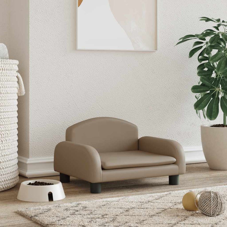 Cama para perros de cuero sintético color capuchino 50x40x30