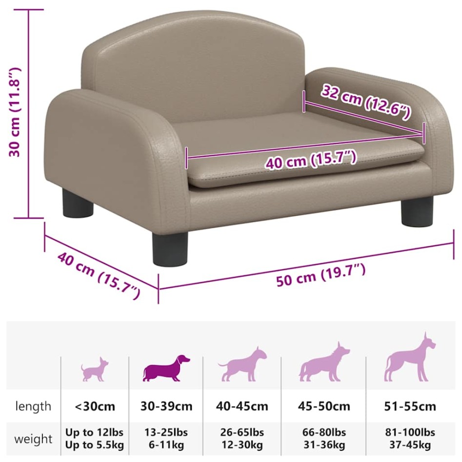 Cama para perros de cuero sintético color capuchino 50x40x30