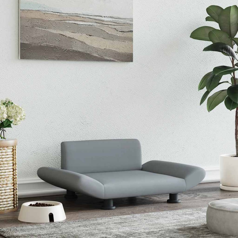 Cama para perros de tela gris claro 70x45x28