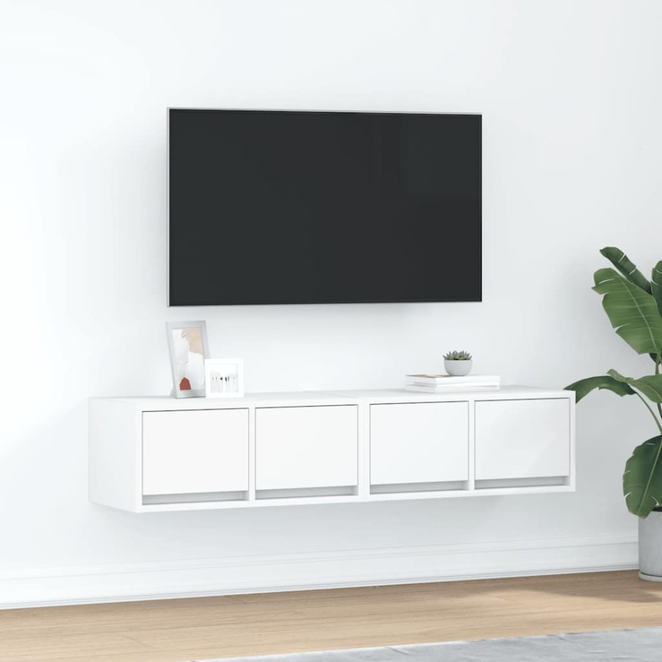 Muebles de TV 2 uds Blanco 60x31x25,5 cm Madera de
