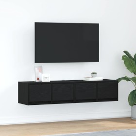 Muebles de TV 2 uds Roble Negro 60x31x25,5 cm Madera