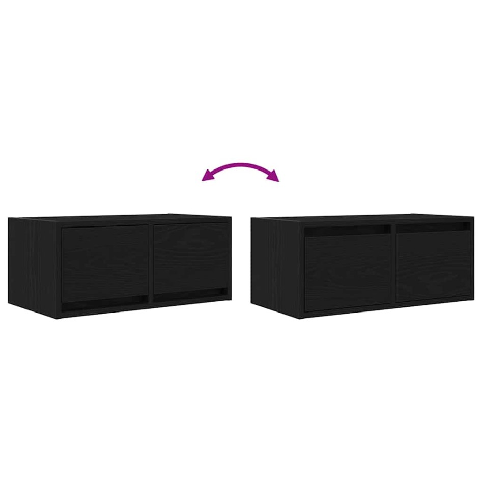 Muebles de TV 2 uds Roble Negro 60x31x25,5 cm Madera