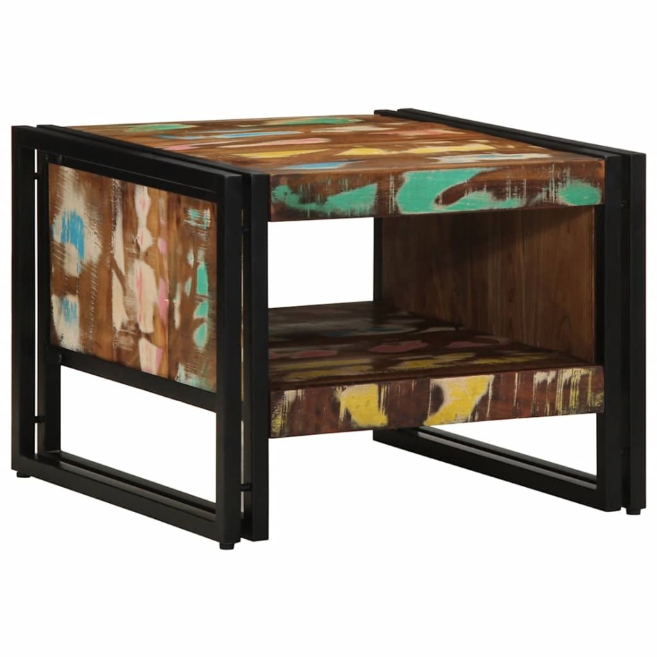 Mesa de centro multicolor 50x50x38 cm madera maciza