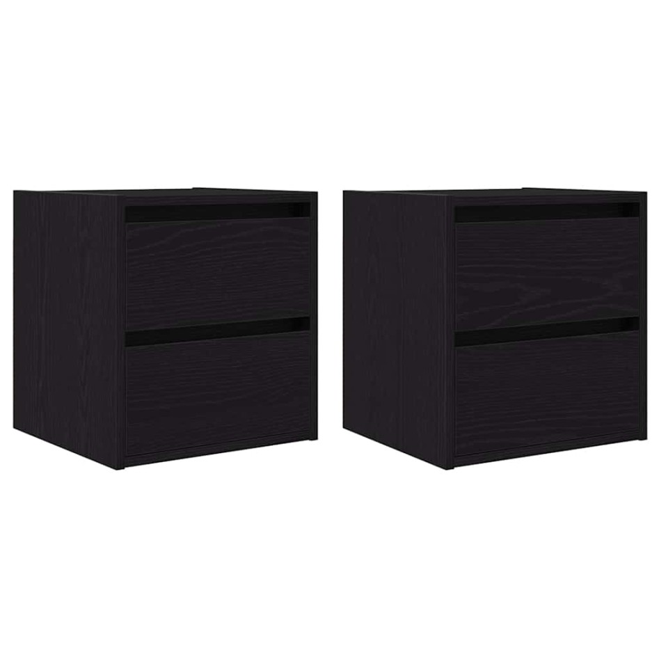 Mesillas de noche de pared 2 uds roble negro 38x34x40