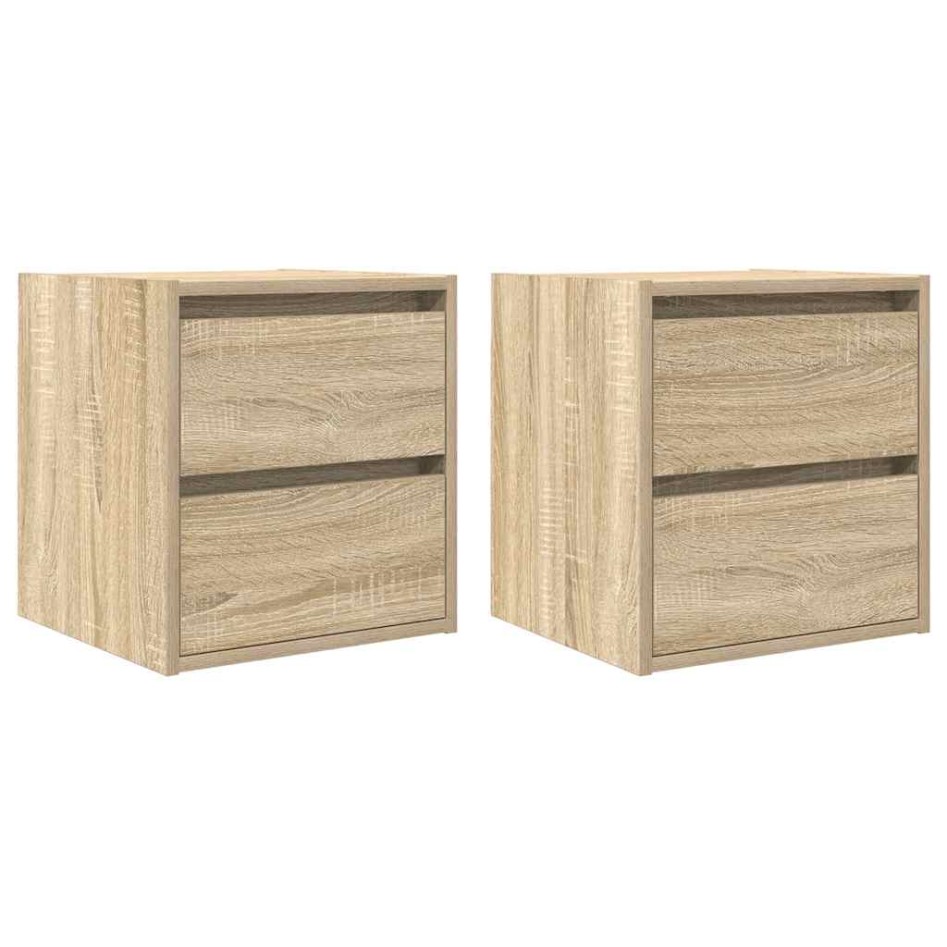 Mesillas de noche de pared 2 uds roble Sonoma 38x34x40