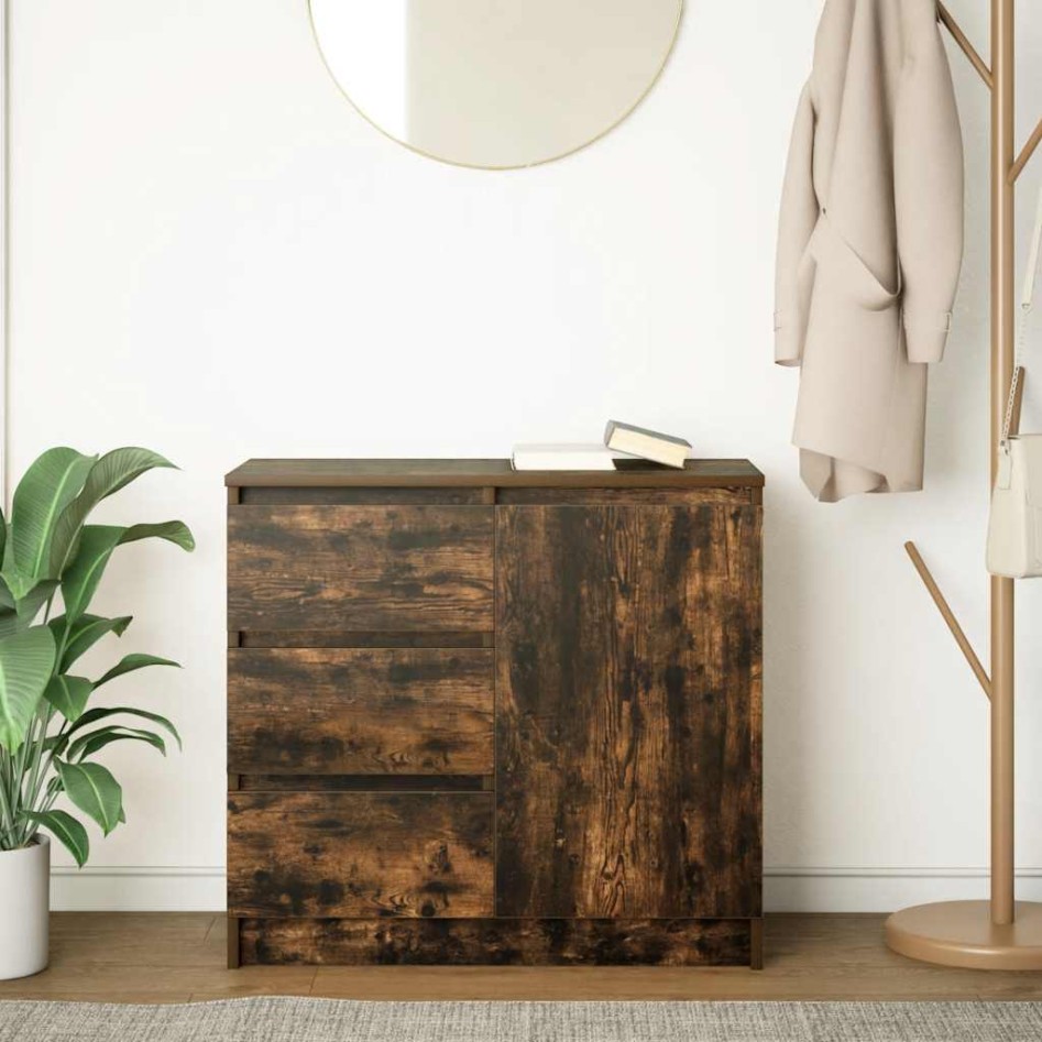 Aparador con cajón roble ahumado 71x35x65 cm madera