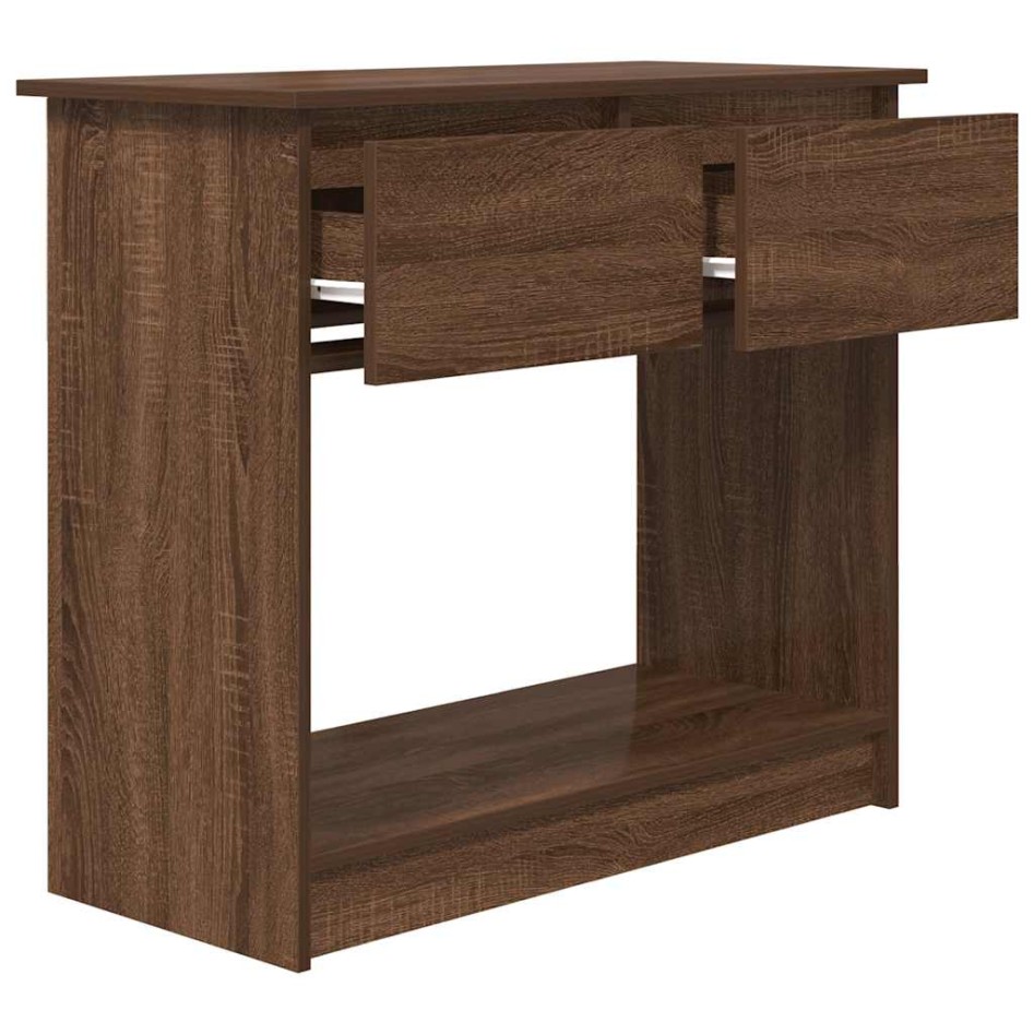 Mesa consola con cajones roble marrón 85,5x38,5x74,5