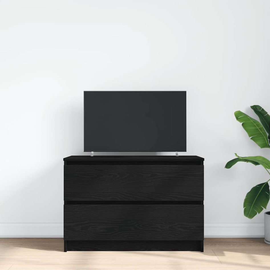 Mueble de TV de madera de ingeniería negro 80x35x54