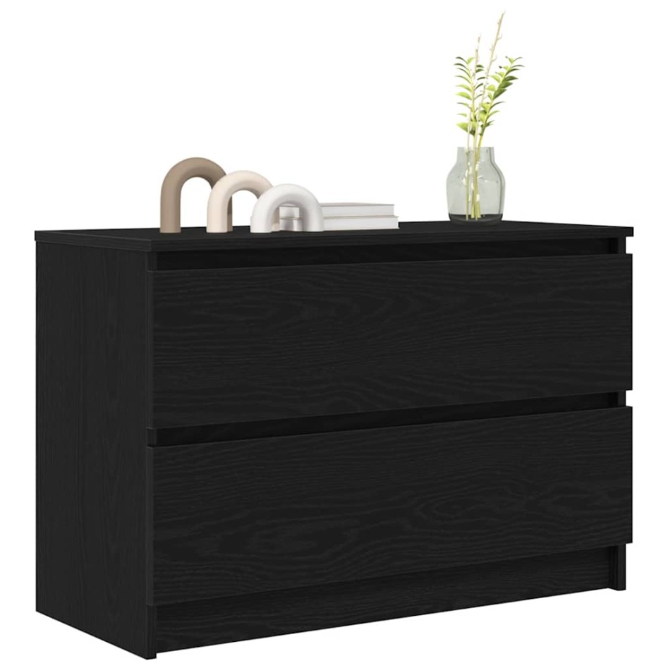 Mueble de TV de madera de ingeniería negro 80x35x54