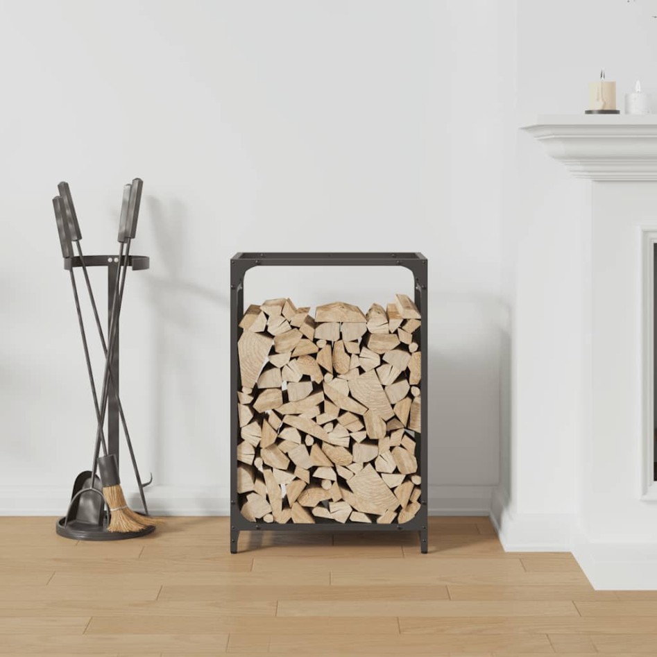 Leñero negro 44x28x65 cm Acero laminado en