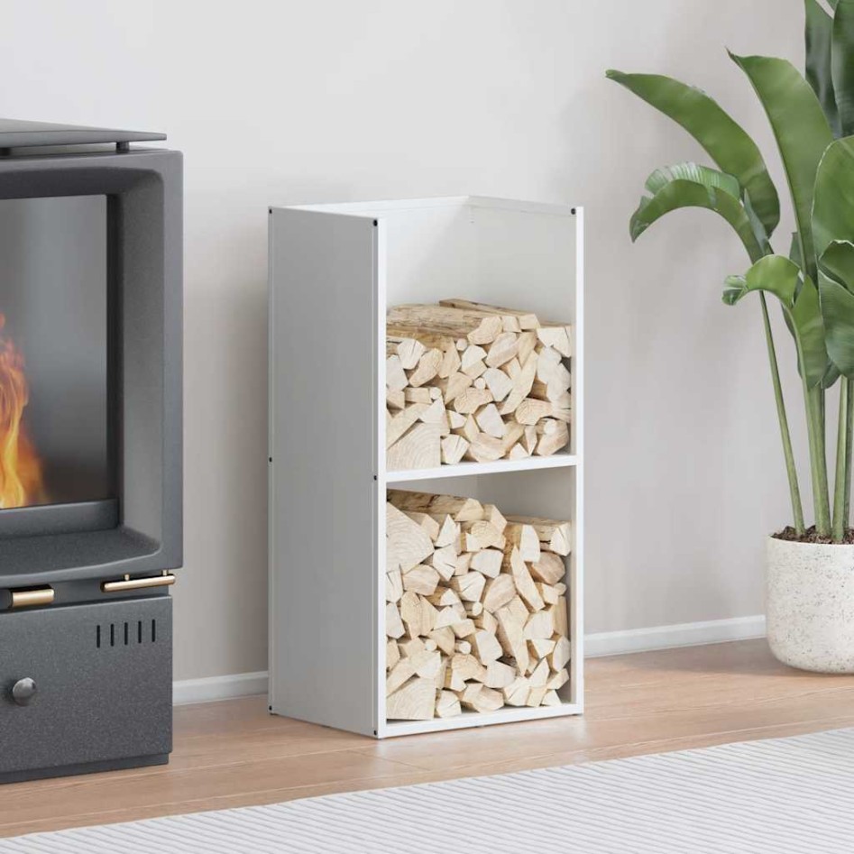 Leñero blanco 40x30x80 cm Acero laminado en