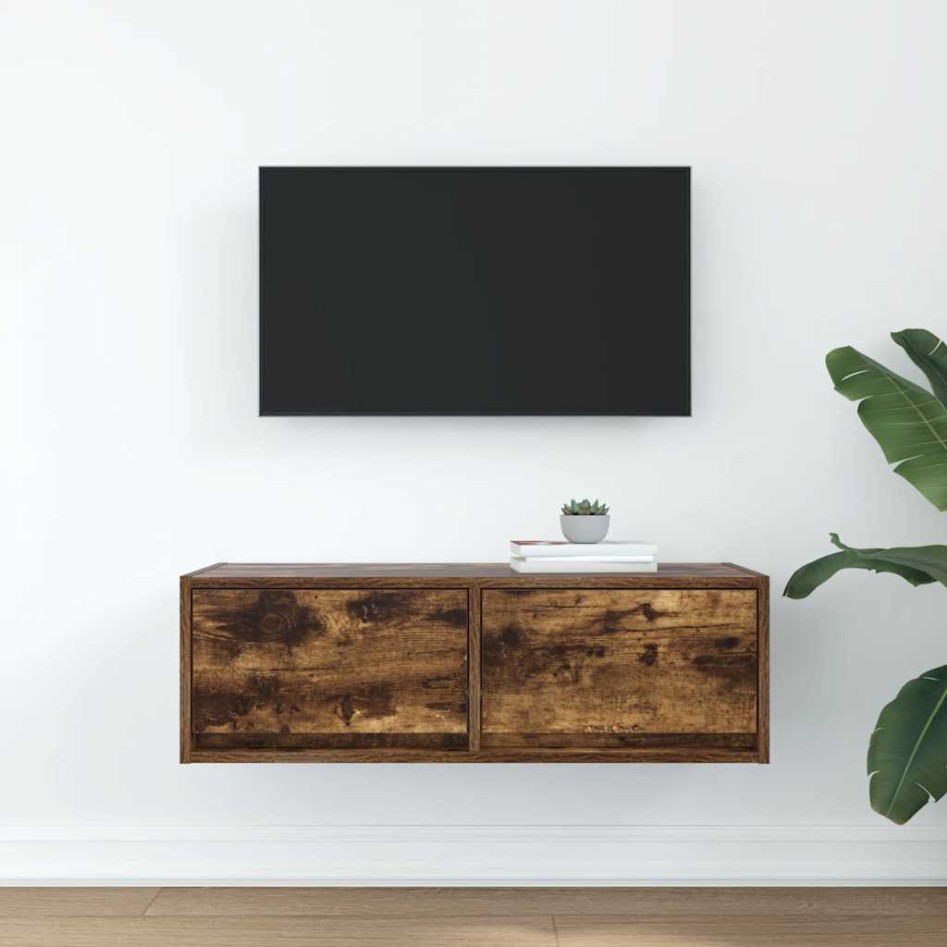 Mueble de TV de roble ahumado 80x31x25,5cm Madera de