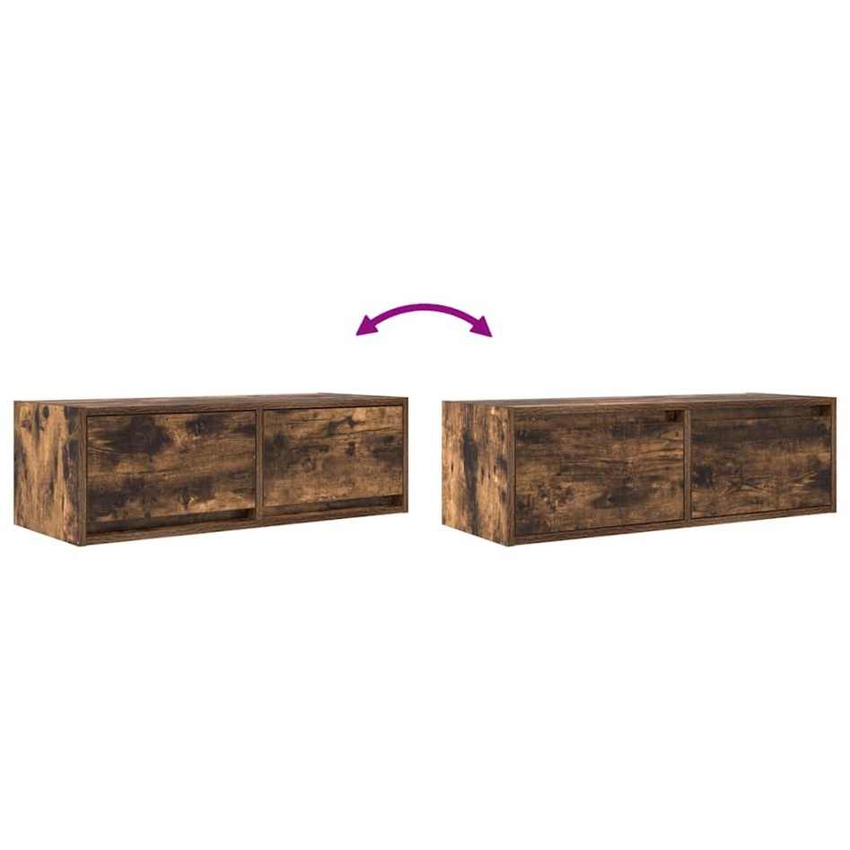 Mueble de TV de roble ahumado 80x31x25,5cm Madera de