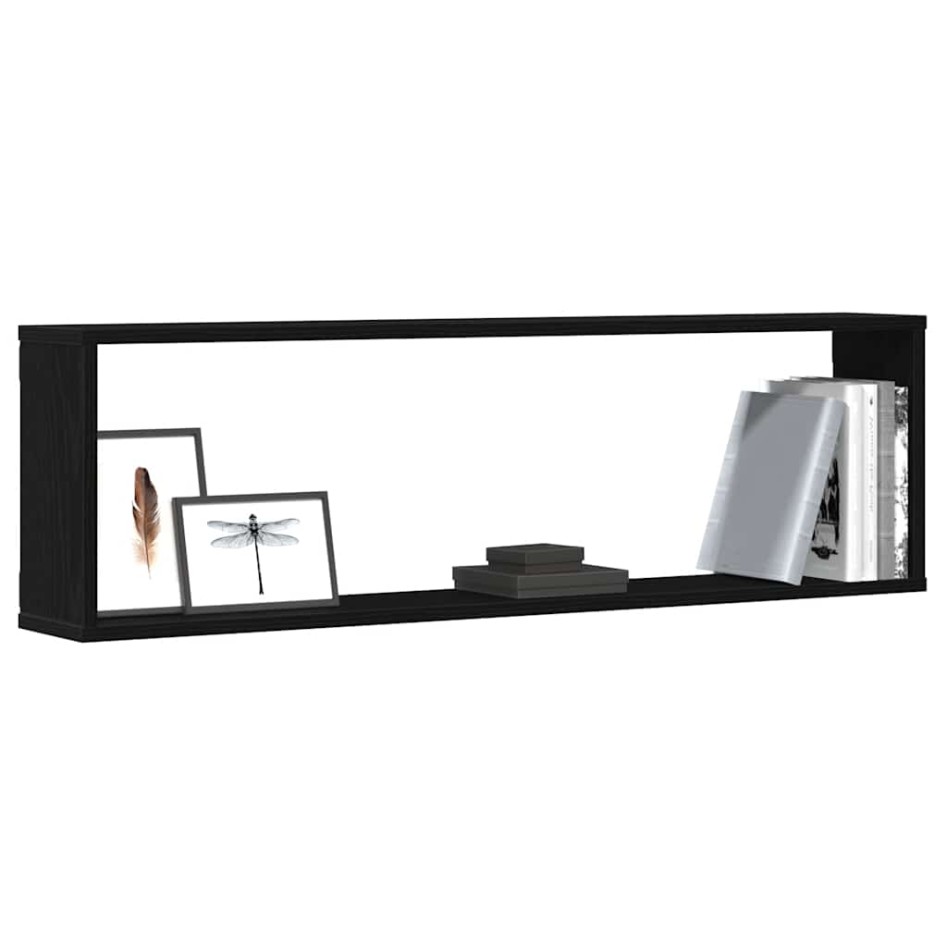 Estantes cúbicos de pared 4 uds roble negro 100x15x30