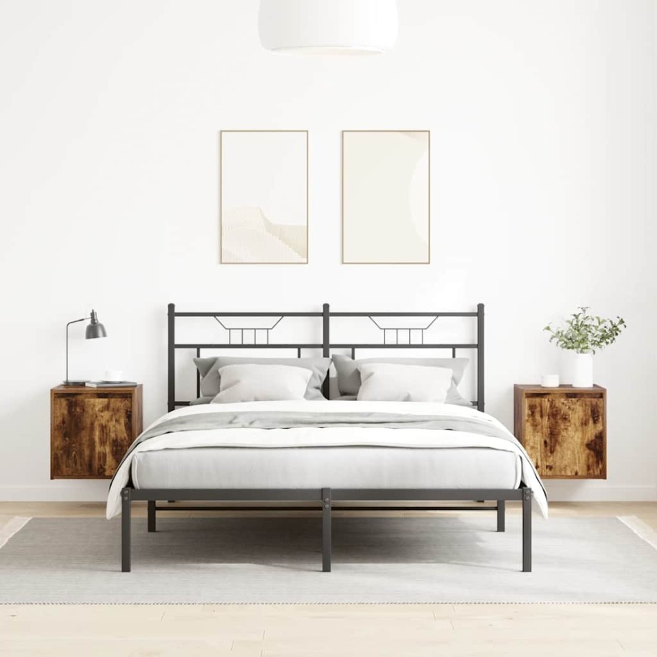 Mesillas de noche de pared 2 uds roble ahumado 38x34x40