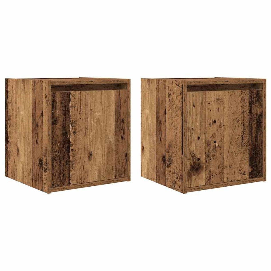 Mesillas de noche de pared 2 uds madera vieja 38x34x40