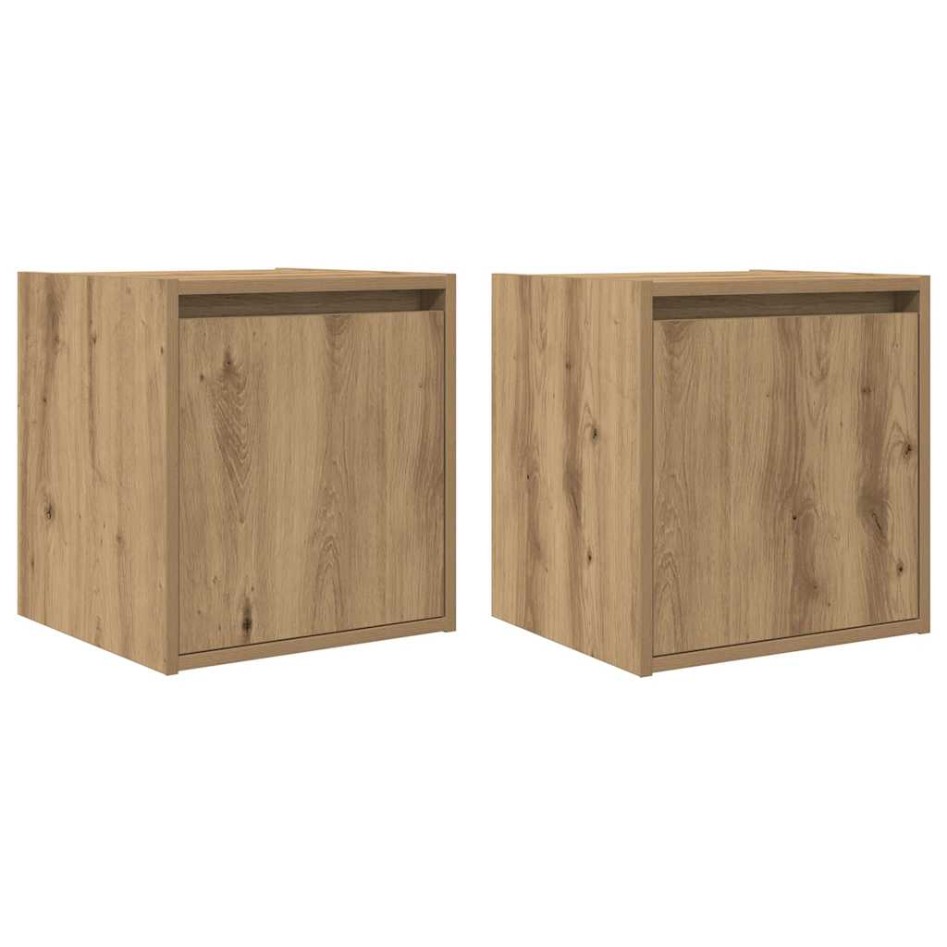 Mesitas de noche de pared 2 uds roble artisan 38x34x40