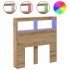 Cabecero de cama con LED roble artesanal 100x17x102