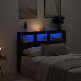 Cabecero de cama con LED roble negro 140x17x102