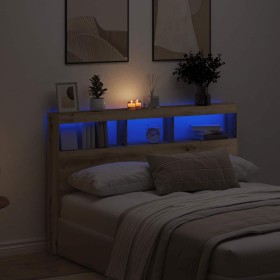 Cabecero de cama con LED roble artesanal 160x17x102