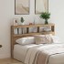 Cabecero de cama con LED roble artesanal 160x17x102