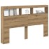 Cabecero de cama con LED roble artesanal 160x17x102