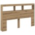 Cabecero de cama con LED roble artesanal 160x17x102