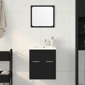 Juego de muebles de baño 2 pzas roble negro Madera