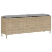 Banco de jardín con cojín beige110x30x40,5 cm ratán sintético