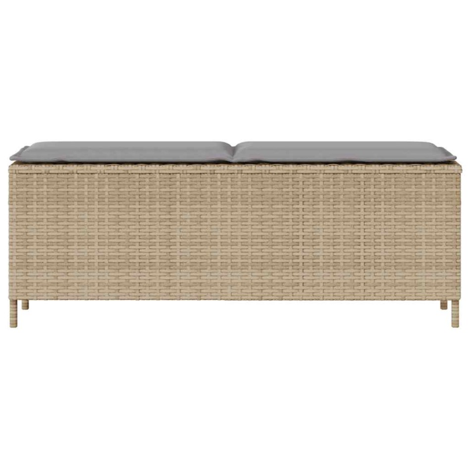 Banco de jardín con cojín beige110x30x40,5 cm ratán