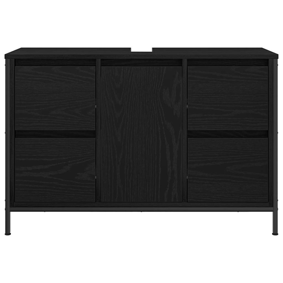 Mueble de lavabo con cajones roble negro 90x34,5x60