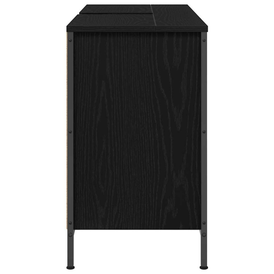Mueble de lavabo con cajones roble negro 90x34,5x60