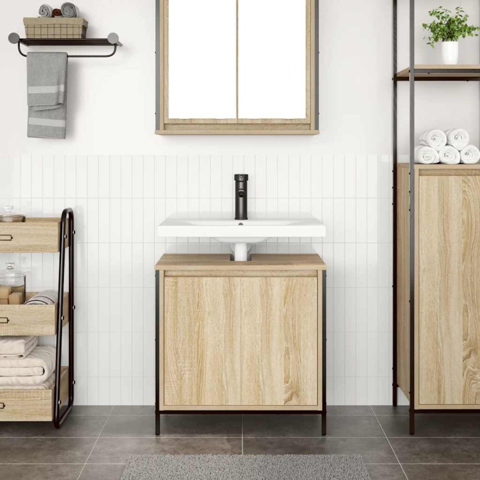 Mueble de baño con lavabo roble Sonoma 60x34,5x60