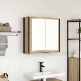 Mueble de baño de pared con espejo roble Sonoma 60x21x60