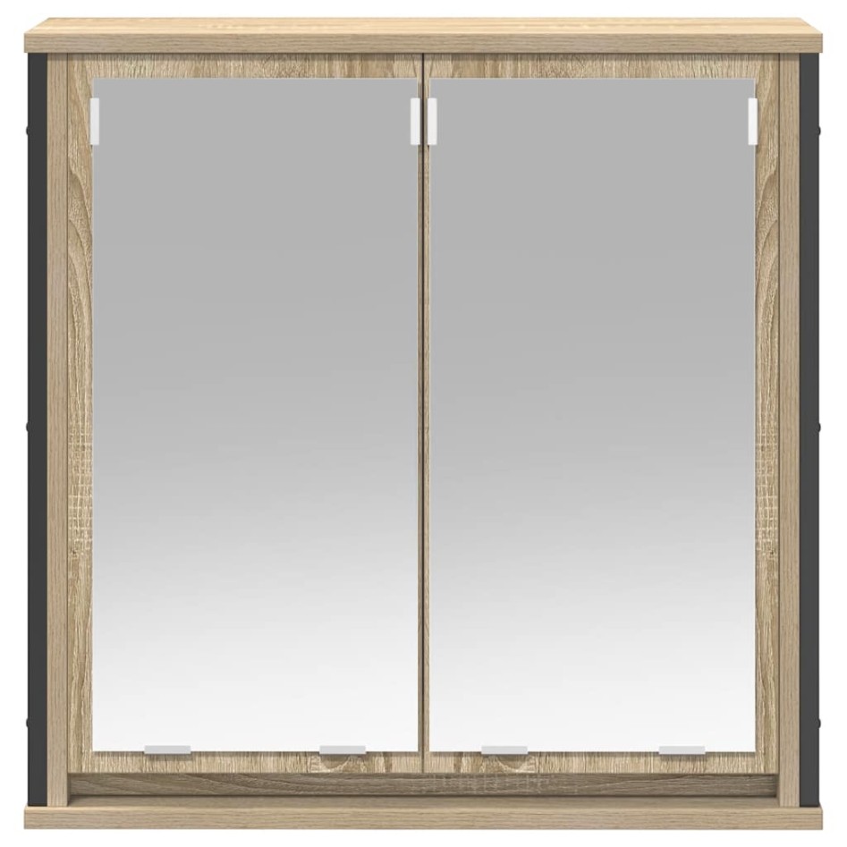 Mueble de baño de pared con espejo roble Sonoma 60x21x60