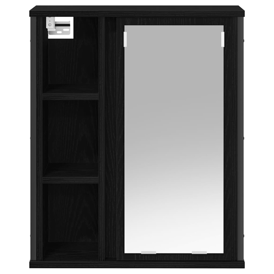 Mueble de baño de pared con espejo roble negro 50x21x60
