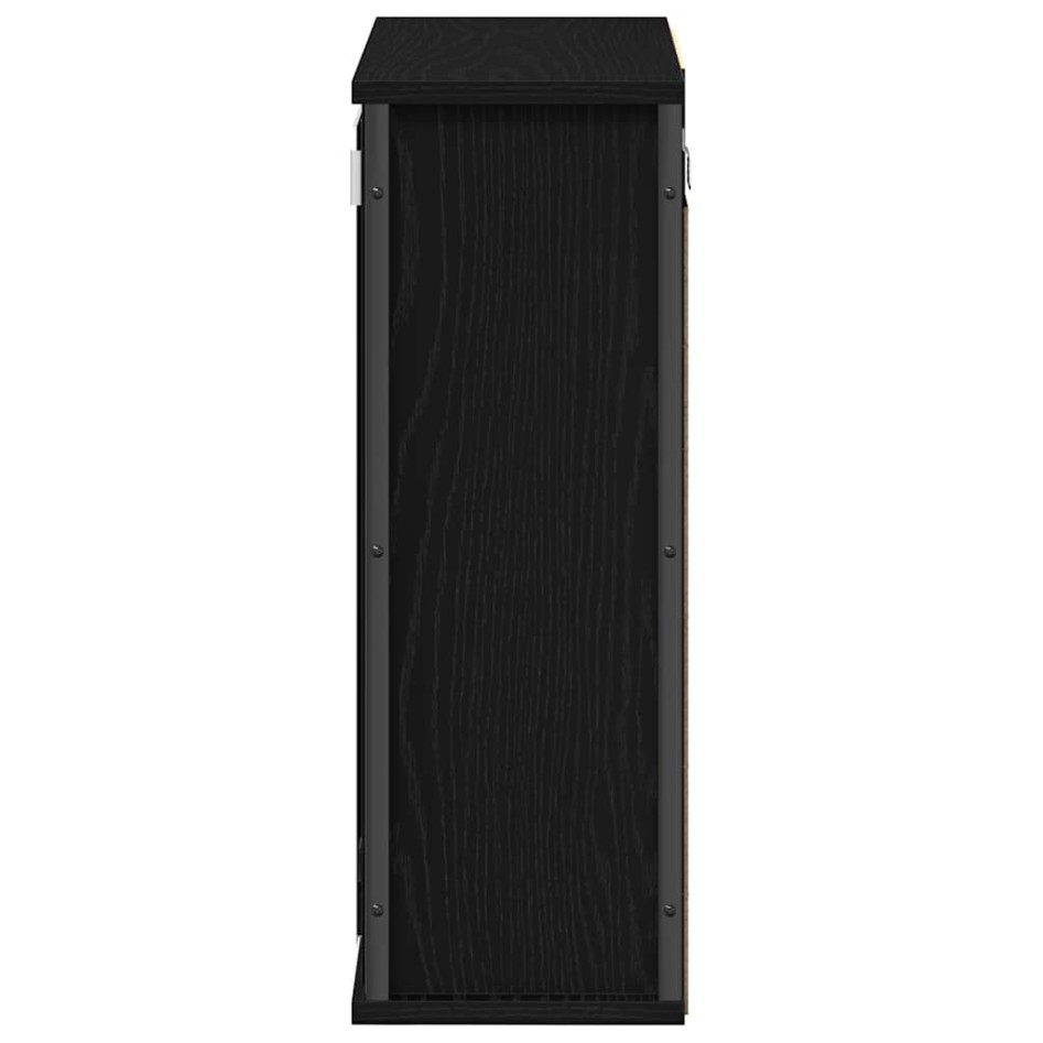 Mueble de baño de pared con espejo roble negro 50x21x60