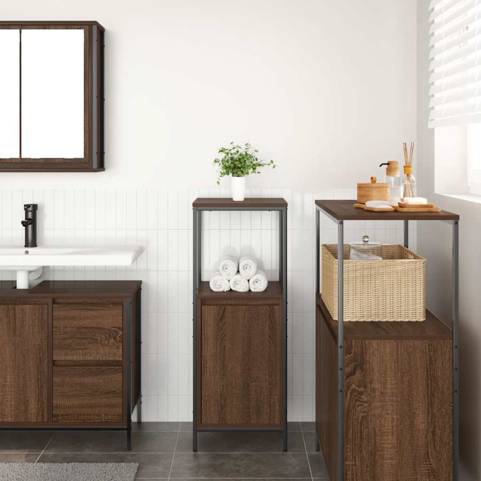 Mueble de baño con estantes roble marrón 36x35x95