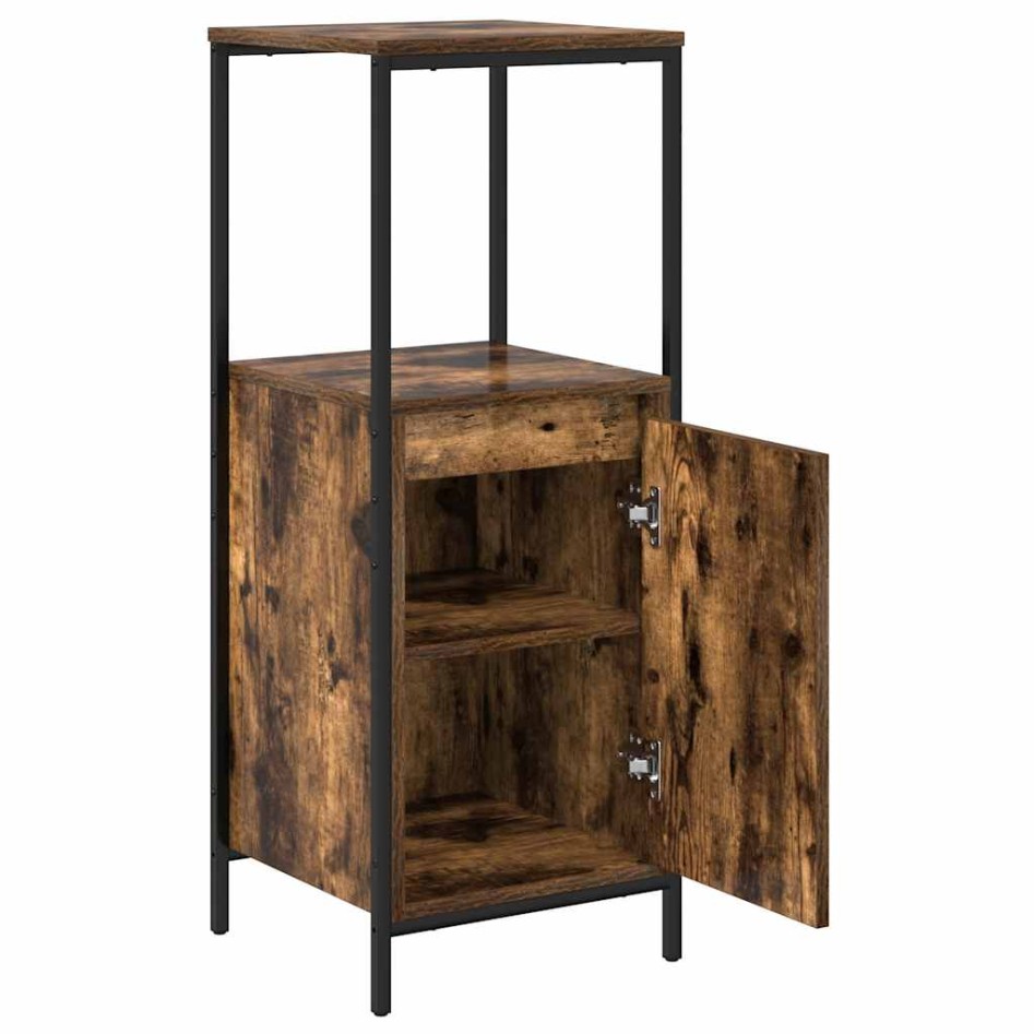 Mueble de baño con estantes roble ahumado 36x35x95