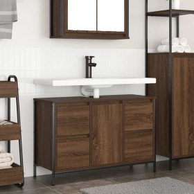 Mueble de lavabo con cajones roble marrón 90x34,5x60