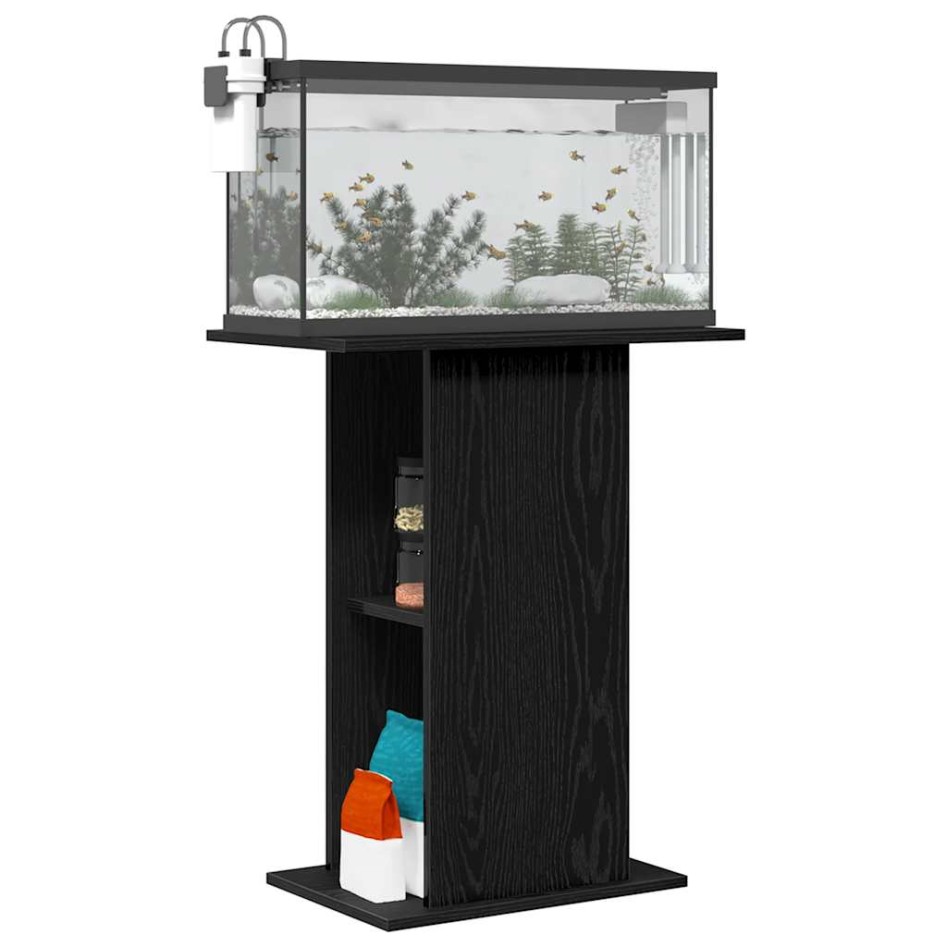 Soporte para acuario de madera de roble negro 60,5x36x72,5