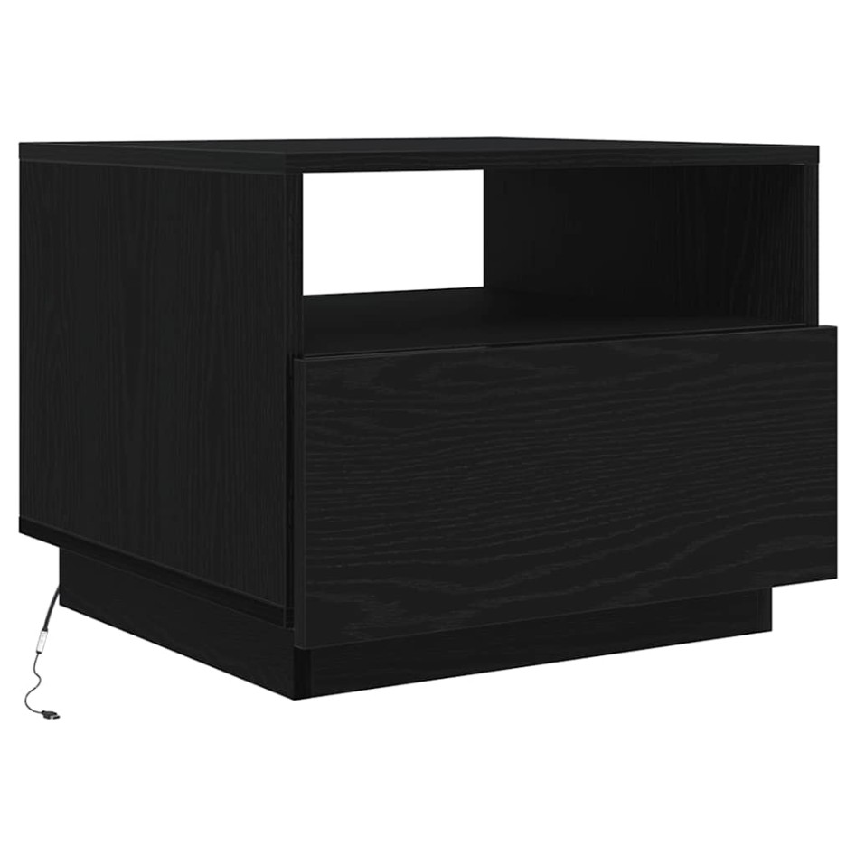 Mesa de centro con luces LED roble negro 50x49x40
